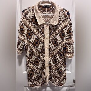 Norse Code UNISEX button Down Top sweater cotton size L adorable!!